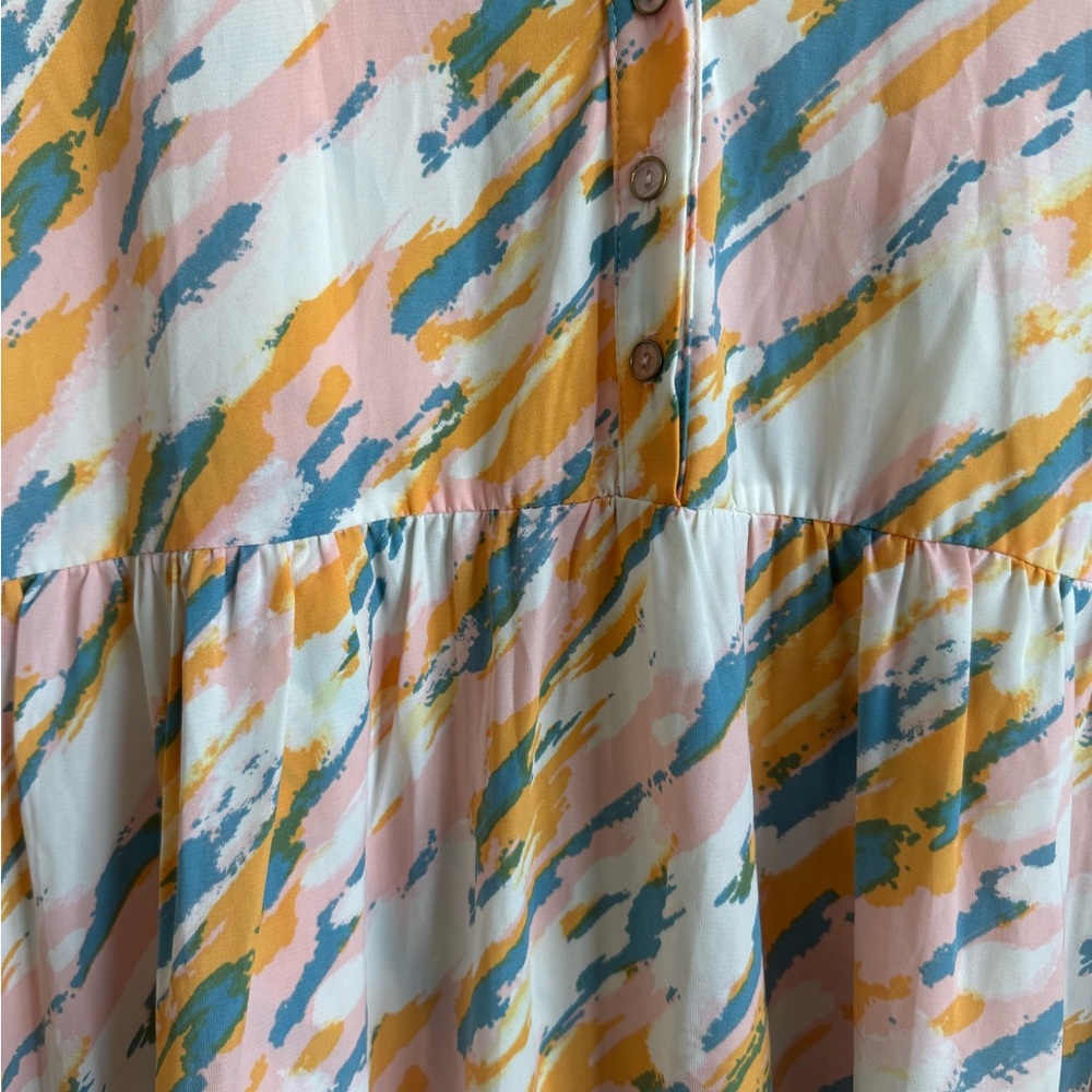 Abstract Print Button Down Mini Dress - image 2